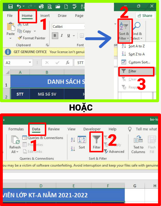 Hướng dẫn tạo và sử dụng bộ lọc Filter trong Excel 2019 - Thủ thuật Excel 05 2 du-lieu-mau-bo-loc-filter-excel-2019-buoc-2